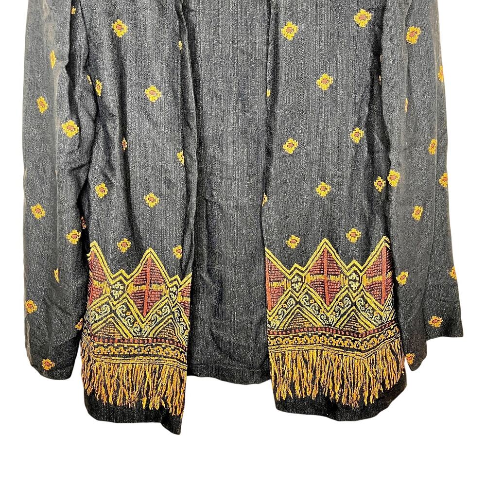 Vintage J.B.S Boho Embroidered Open Front Jacket Blazer Tribal Ethnic Cardigan - Picture 6 of 12